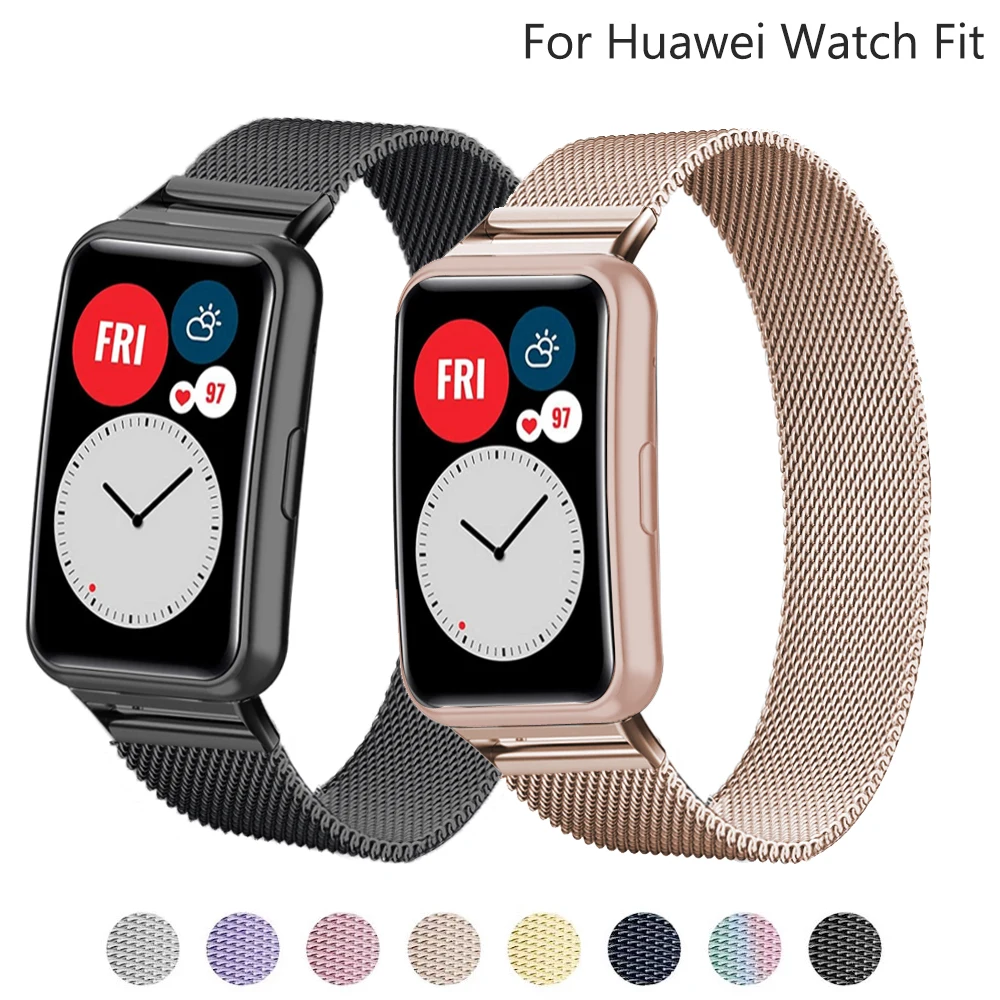 

Ремешок для Huawei Watch FIT band, аксессуары, Магнитная Петля, металлический браслет из нержавеющей стали для наручных часов Huawei fit belt 2021