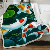 nknk fish blanket animal bedding throw flower bedspread for bed romantic plush throw blanket sherpa blanket new vintage