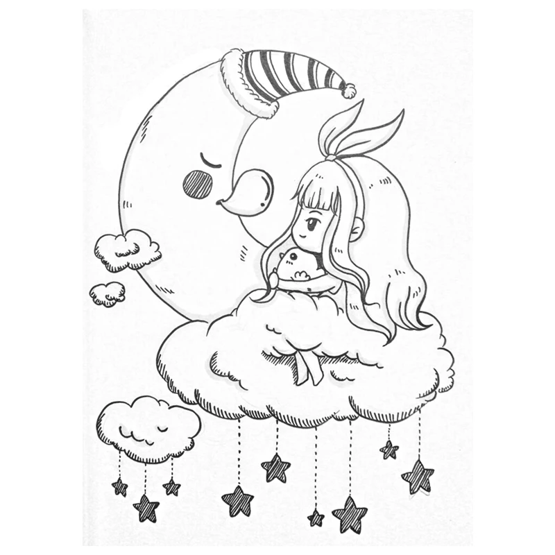 

New arrival girl stamps baby Clear Stamp Moon Star Cloud Christmas Scrapbooking Album crafts Card Halloween no metal cutting die