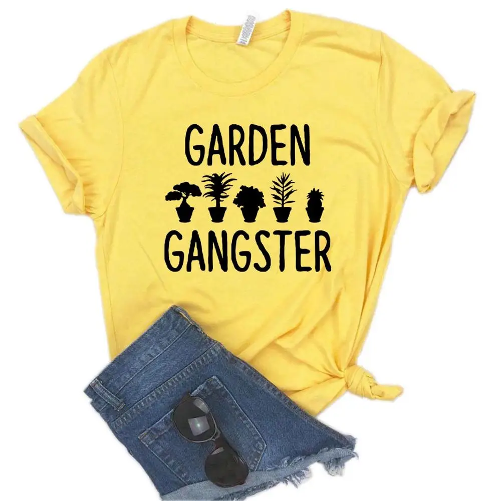 

Garden Gangster flower Print Women tshirt Cotton Casual Funny t shirt For Yong Lady Girl Top Tee 6 Colors Drop Ship NA-421