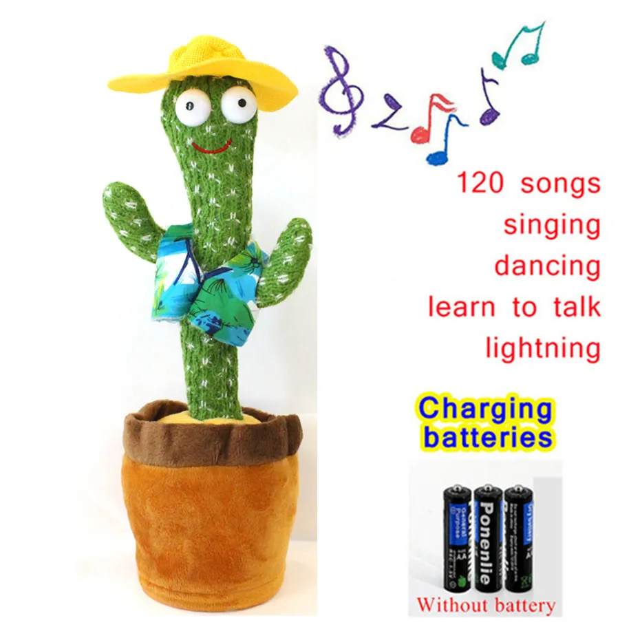 

Cactus Plush Toy Electronic Shake Dancing Toy with 120 English Song Plush Cute Dancing Cactus Early Childhood Education Toy for