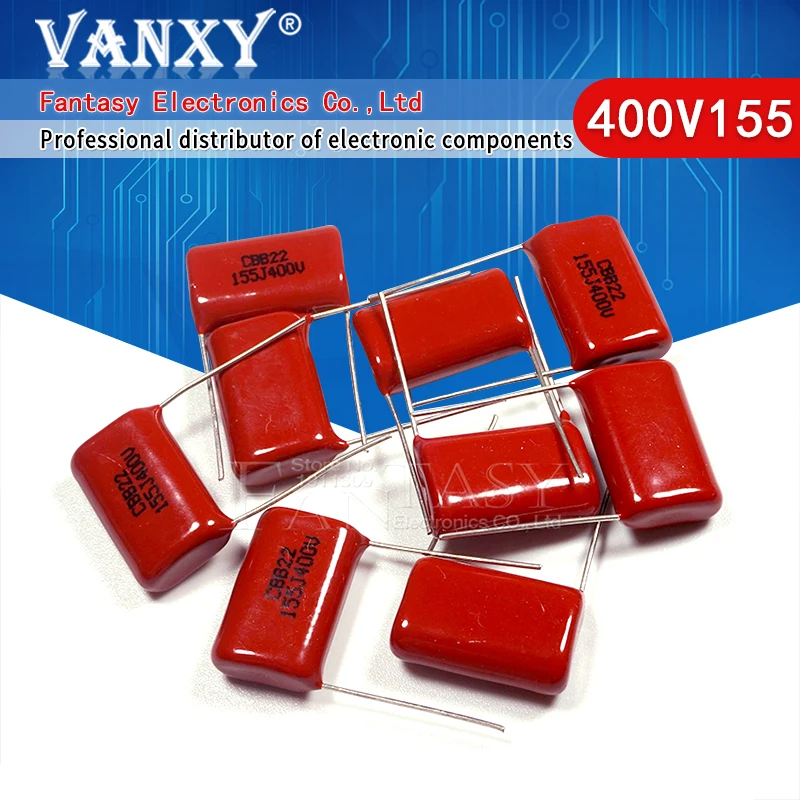 10 шт. 400V155J 1 5 мкФ шаг 20 мм 400 В 155 1500nf CBB полипропиленовый пленочный конденсатор|film