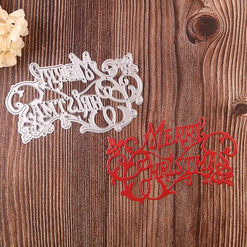 

Metal cutting dies merry christmas words die cut 2021 new diy scrapbooking for card making decorative embossing paper stencil