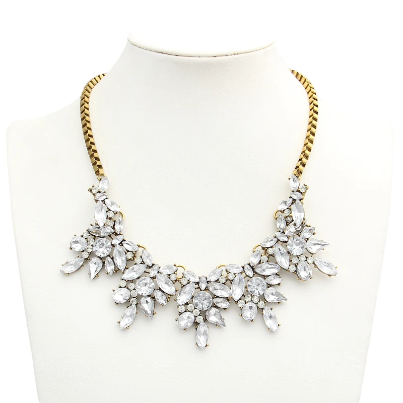 Женское колье чокер с кристаллами вечерние ожерелья золотого цвета подвеской в