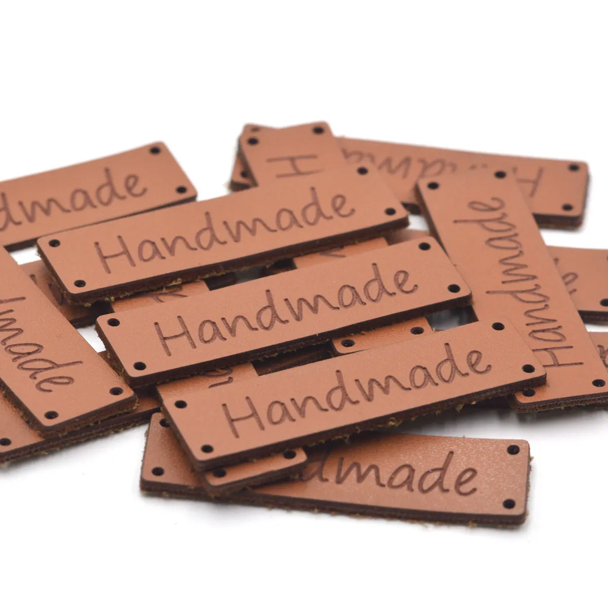 KALASO High Quality 20pcs Handmade Labels Clothes Garment Leather Labels Hand Made Tags Caps Bags Shoes DIY Sewing Supplies