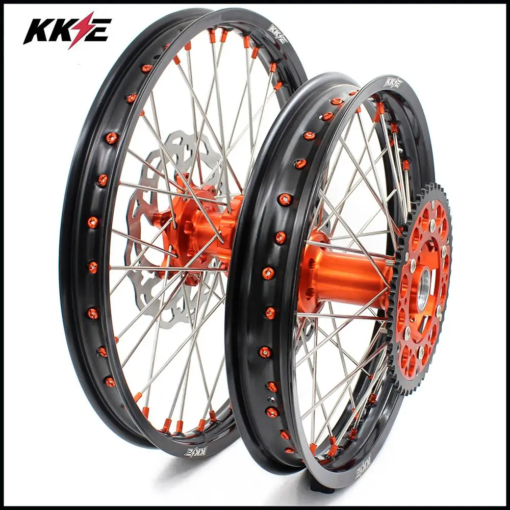 KKE 21 & 18 полный Enduro колеса Набор для EXC F W XCW 125 530 2003 2021 оранжевый ниппель диски|ktm