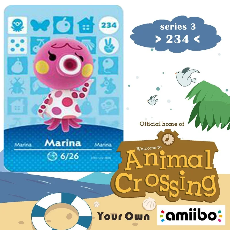 Карта Amiibo 234 для пересечения животных карта приморской амиибо серии 3 Nfc игры Ns