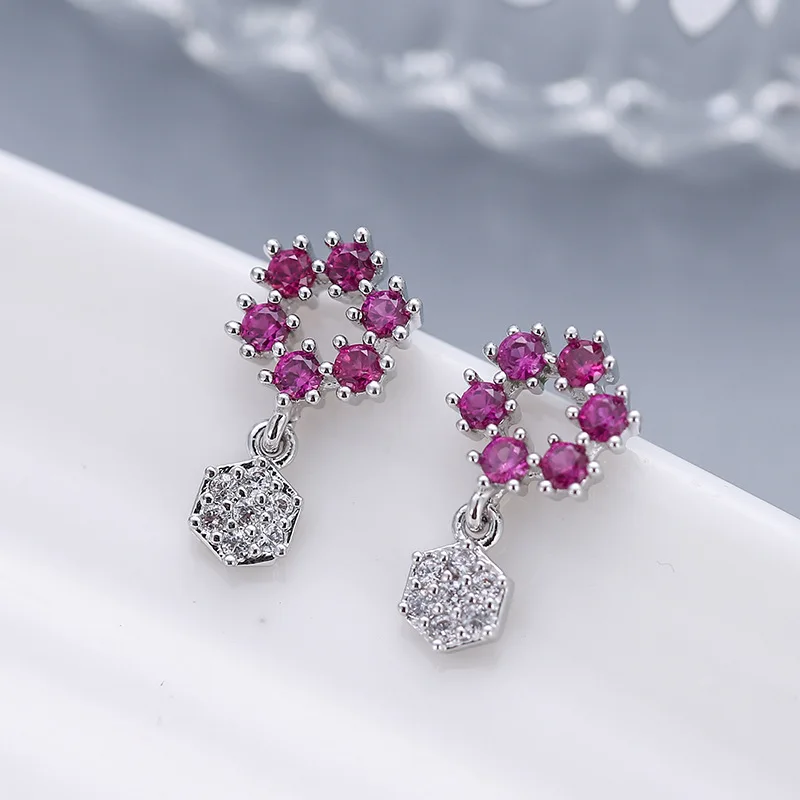 

Popular 925 Silver Mosaic Zircon Snowflake Earrings Trendy Fashion Charm Jewelry Accessories Amulet Gifts for Women Her