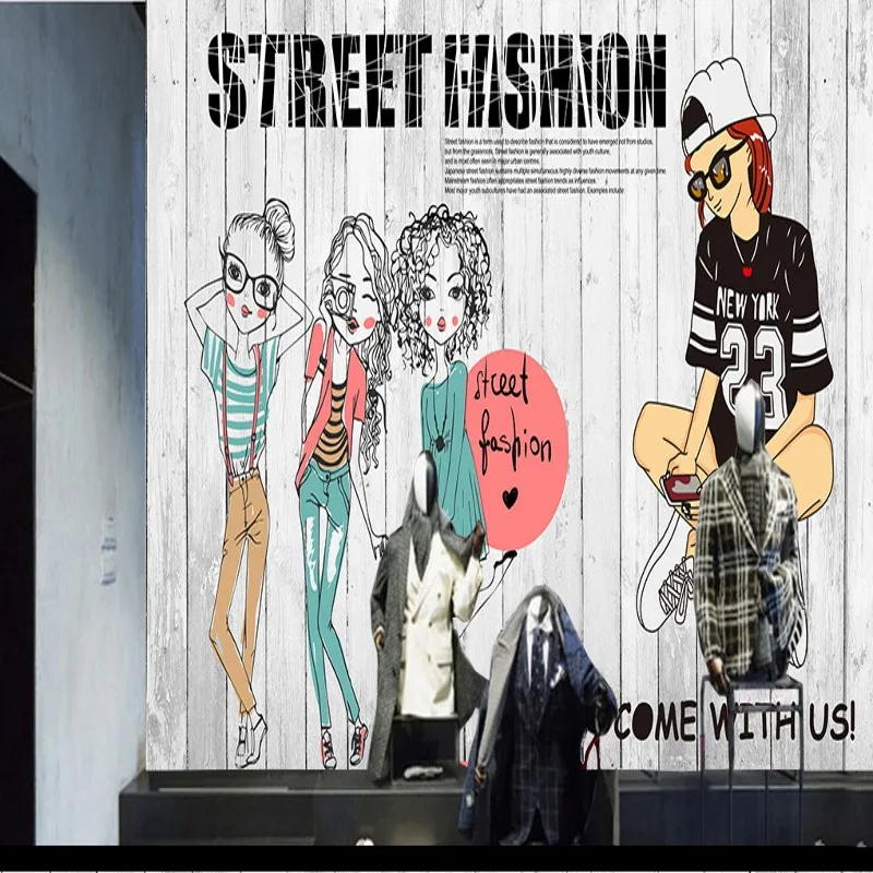 

Drop Shipping Custom Photo Wallpaper Retro Style Hand Painted Beautiful Mural Custom Clothing Store Background Wallpaper Mural