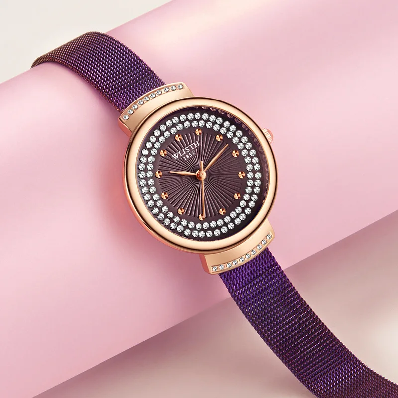 

Luxury Top Brand Watches for Women Rhinestone Dial Design Waterproof Elegant Ladies Wristwatches Simple Woman Watch Reloj Mujer