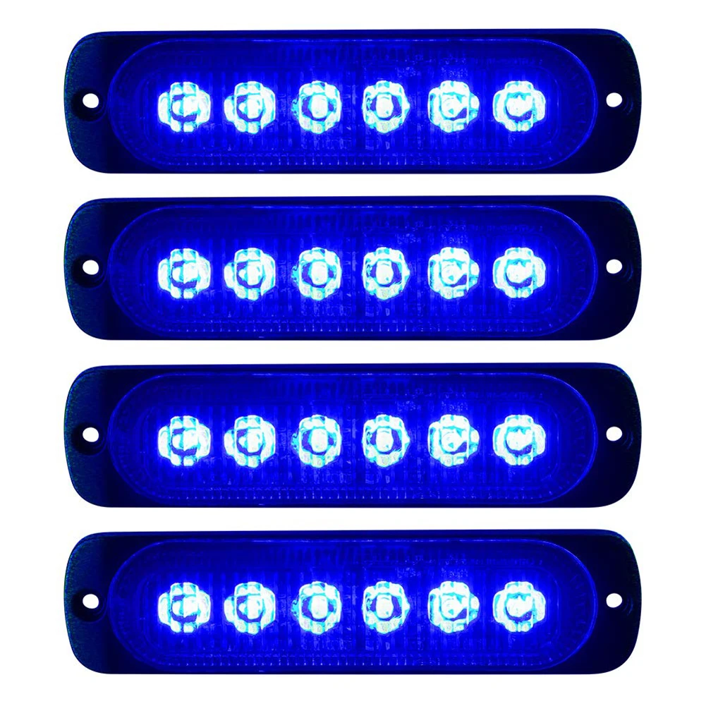 

4pcs Ultra Slim 6-LED Flash Strobe Emergency Warning Light For Car Auto Truck SUV Side Strobe Warning Flashing Light 12V-24V