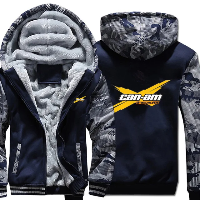 

2021 New Can Am Logo Stripe Brp Team Hoodies Mens Zipper Coat Fleece Thicken Can Am Sweatshirt Pullover 690