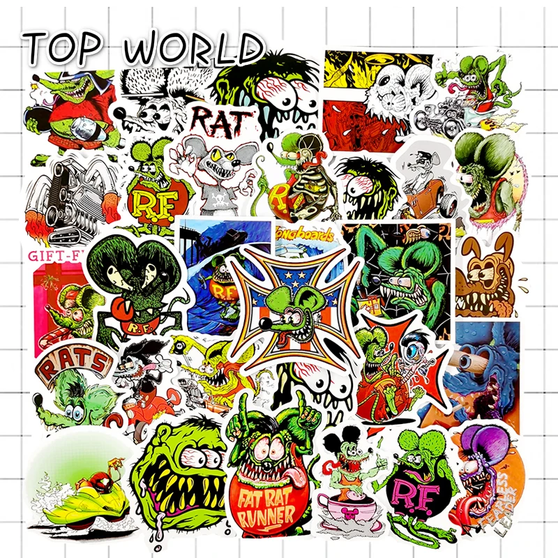 10/50pcs/set Tales Of The Rat Fink Cartoon Movie Graffiti Stickers For Skateboard Laptop Bottle Scrapbook Stickers Kid Toy