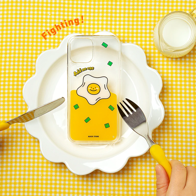 

Clear Liquid Quicksand Case for iPhone Yellow Poached Egg Sun Egg Transparent Funda 12 Mini 11 Pro X XS MAX SE 2020 Cover XR 7 8
