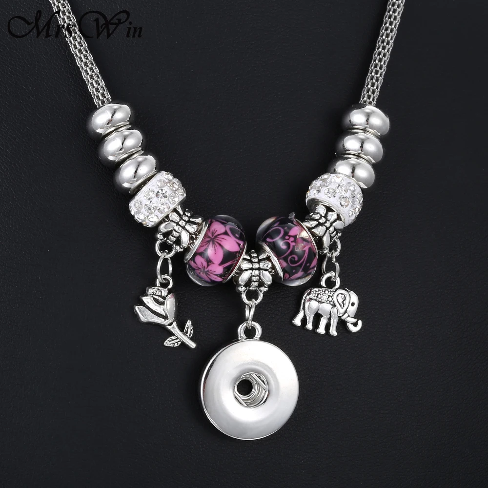 Новинка 18 мм Ювелирные изделия с кнопками подвеска ожерелье для женщин роза