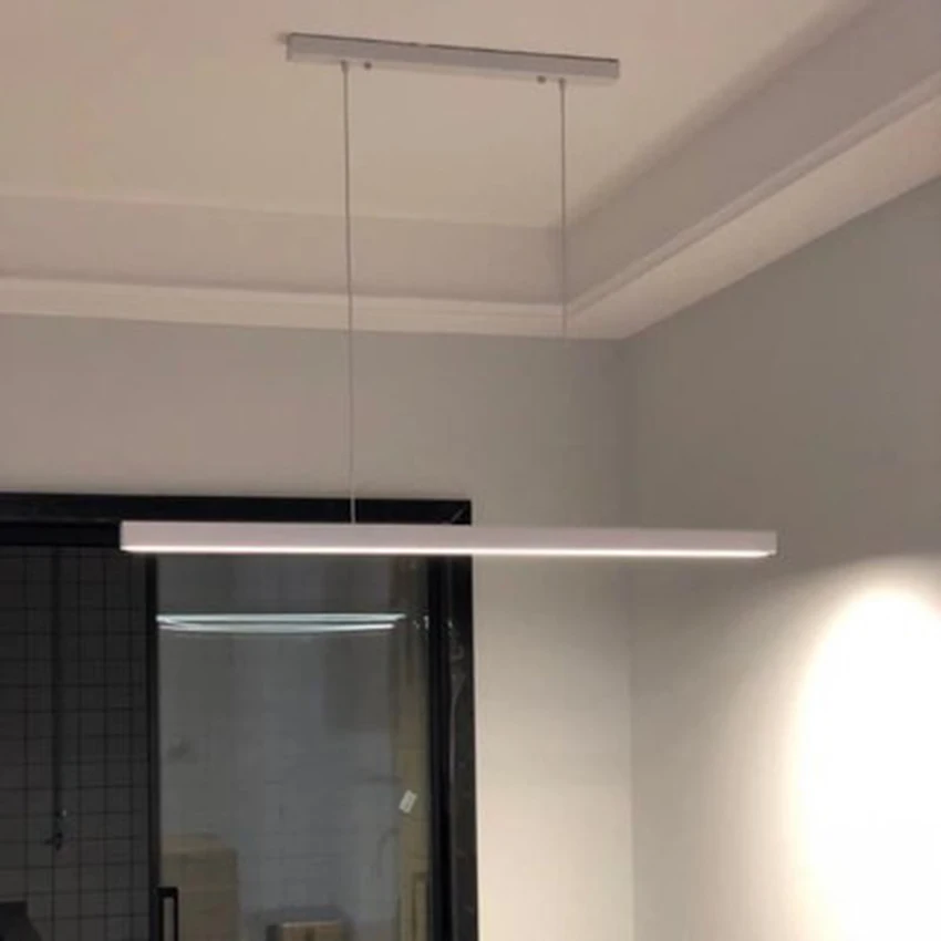 Современная Длинная Деревянная светодиодная Подвесная лампа Минималистичная