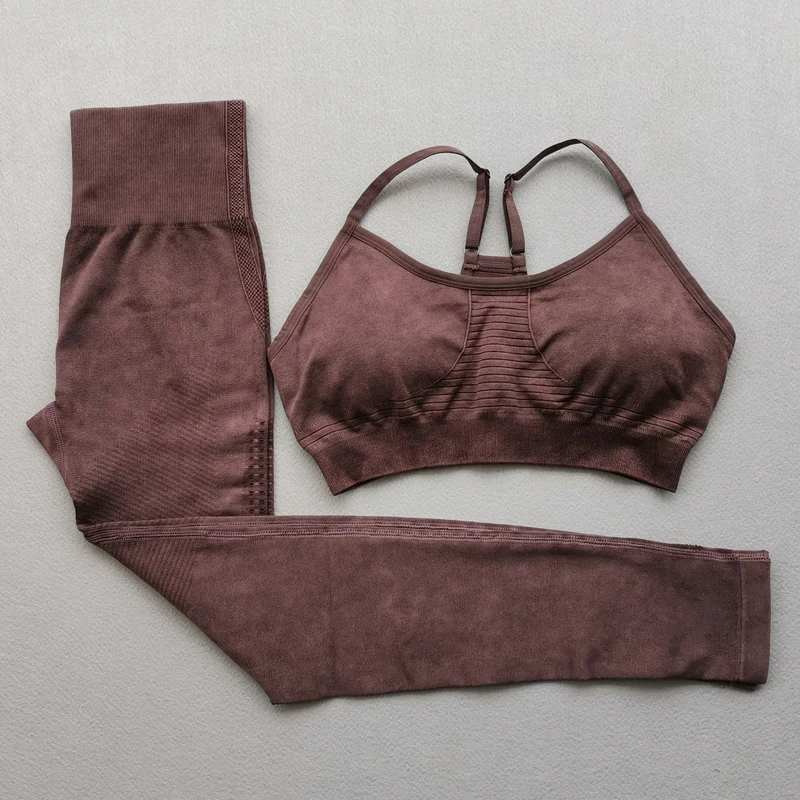 

2 Piece Seamless Yoga Set Strappy Bra High Waist Leggings Women Gym Fitness Workout Clothing Gym Sports Suits Running Sportswear