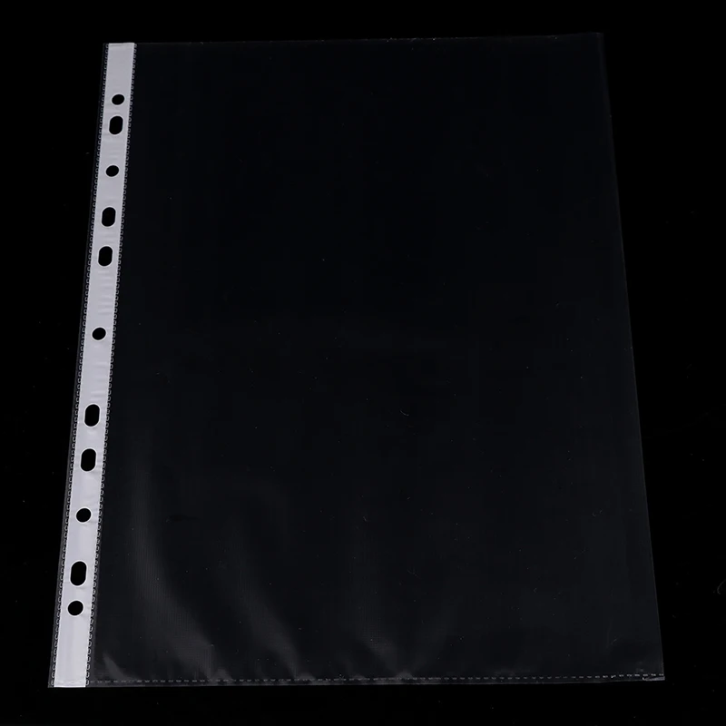 

100Pcs A4 Plastic Punched Pockets Folders Filing 11 Holes Loose Leaf Documents Sheet Protectors Transparent Folder Bag