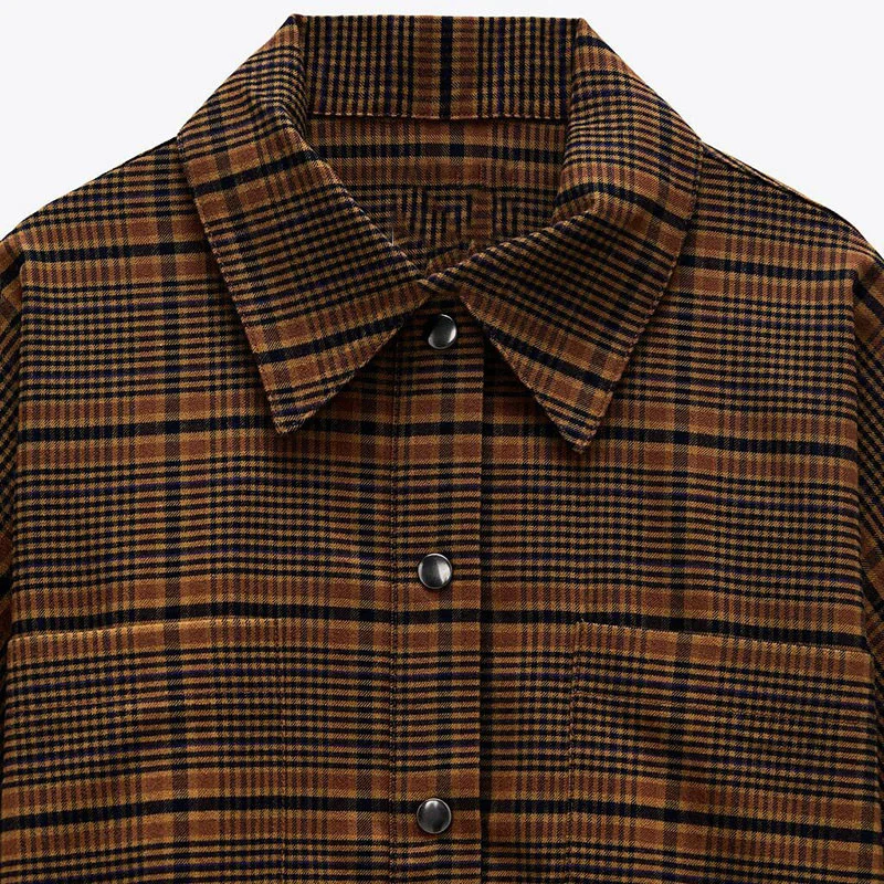 

New Arrival Women Plaid Shirt Vintage Oversized Harajuku Batwing Sleeve Button Up Retro Long Blouse Brushed Feminina Blusa