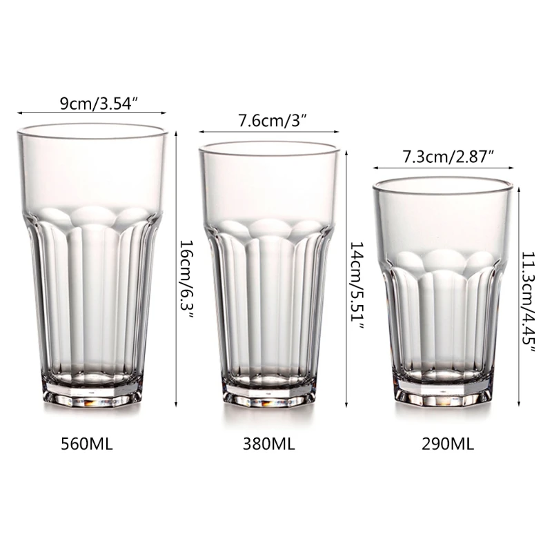 

1PCS Plastic Beer Cups Transparent Beverage Tumblers Break-Resistant Drinking Reusable Restaurant Tumbler Juice Tea Bar K3NA