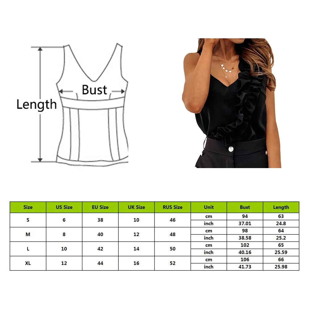 

Lasperal Women Summer Blouse Shirts Sexy V Neck Ruffle Blouses Backless Spaghetti Strap Office Ladies Sleeveless Casual Tops