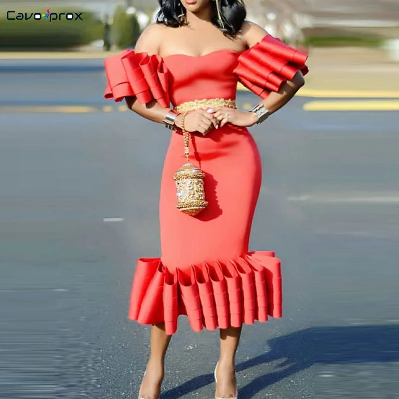 Женское Каскадное облегающее вечернее платье с рюшами сексуальное открытыми