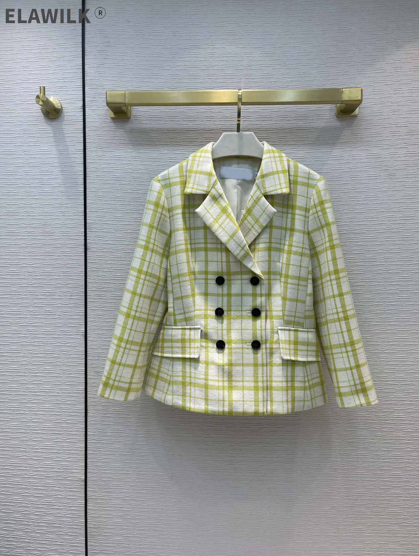 

Высококачественные 100% шерстяные женские куртки в стиле ретро, зеленые двубортные куртки из гусиных камней, высококачественные фирменные п...