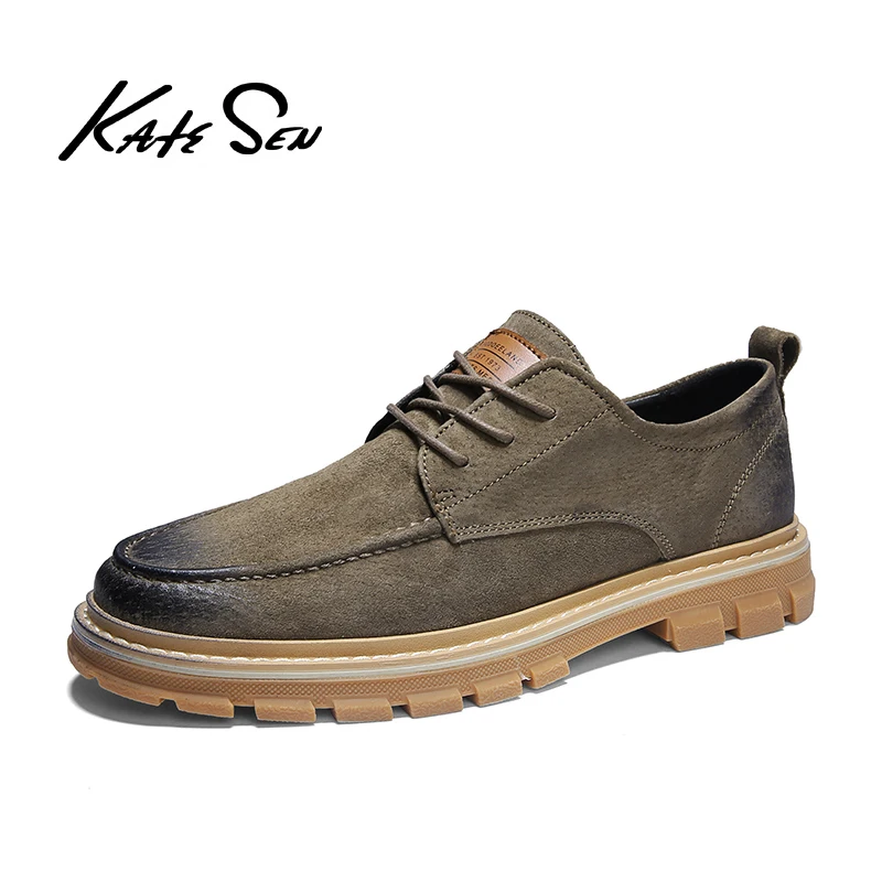 KATESEN 2019 Autumn New men shoes Men Martens Shoes Brogue Casual Genuine Leather Work Business | Обувь