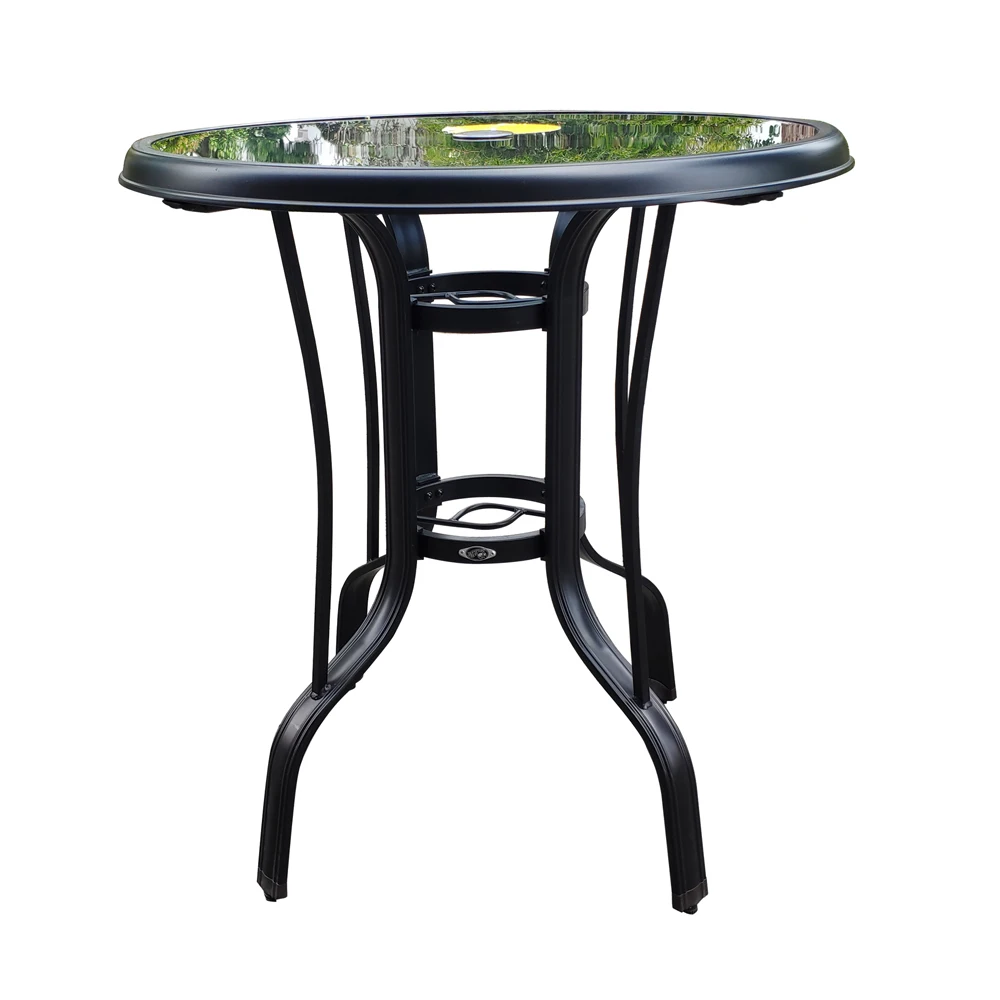 

BUYTOO Outdoor glass round bar table, Suitable for Yard,Backyard and Garden
