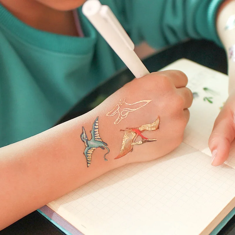 24 вида мультяшный динозавр бронзовая тату-наклейка Детская Временная наклейка s