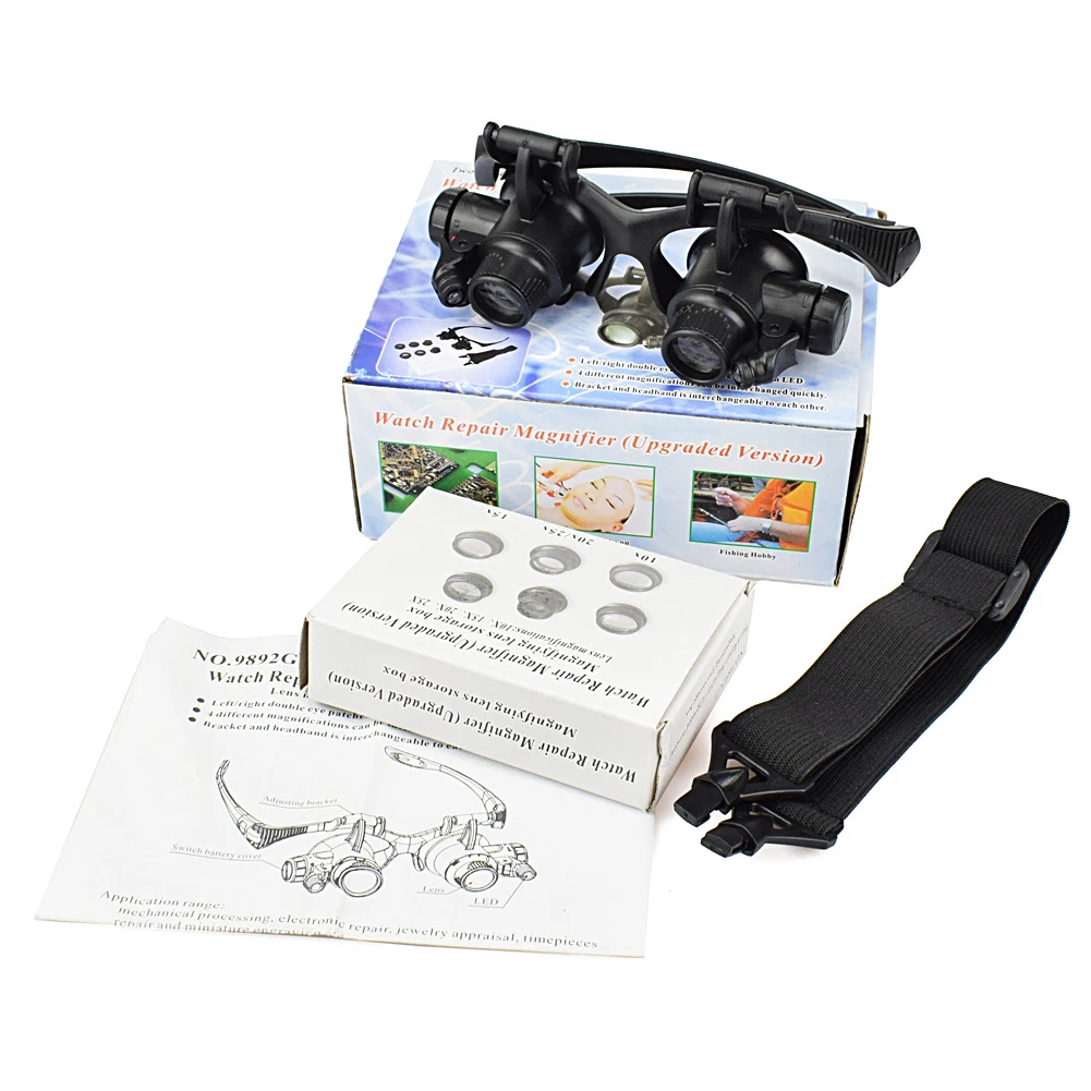 

Mighty Jeweler Watchmaker Magnifying Glasses Magnifying Headband Glasses Magnifying Glasses LED Light Repair Presbyopia