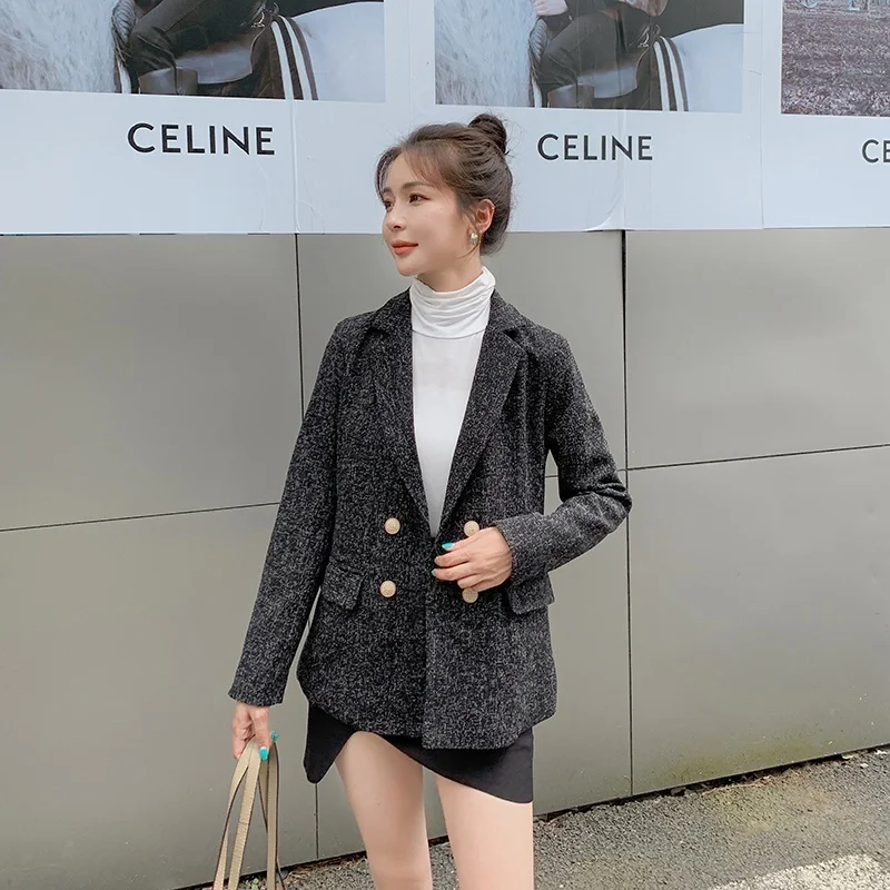 

Высококачественный жакет в стиле знаменитости для улицы, осень 2021, модный дизайнерский черный костюм, Топ