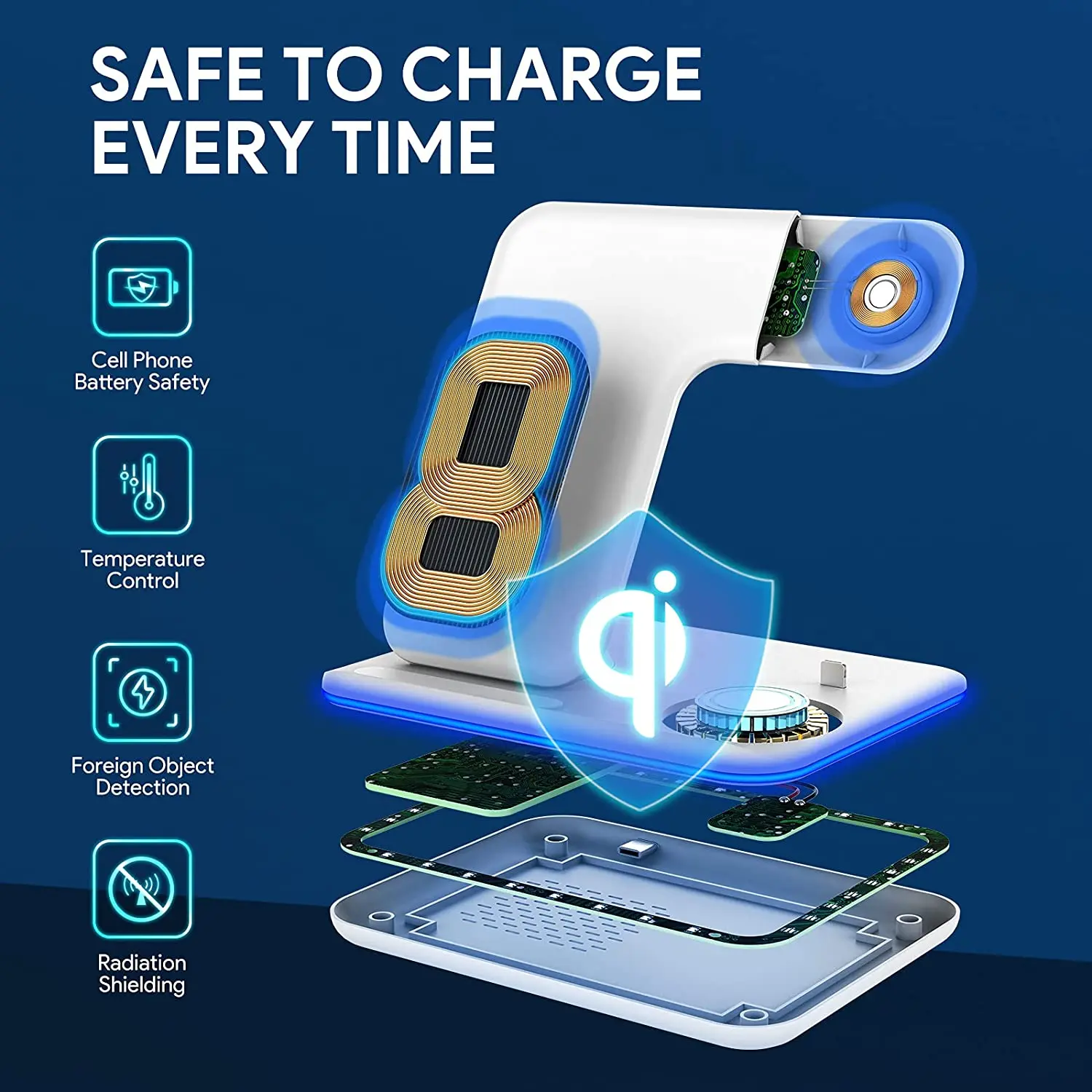 wireless charger stand for iphone 13 12 11 xs xr x 8 3 in 1 15w fast charging station dock for apple watch 7 6 se 5 airpods pro free global shipping