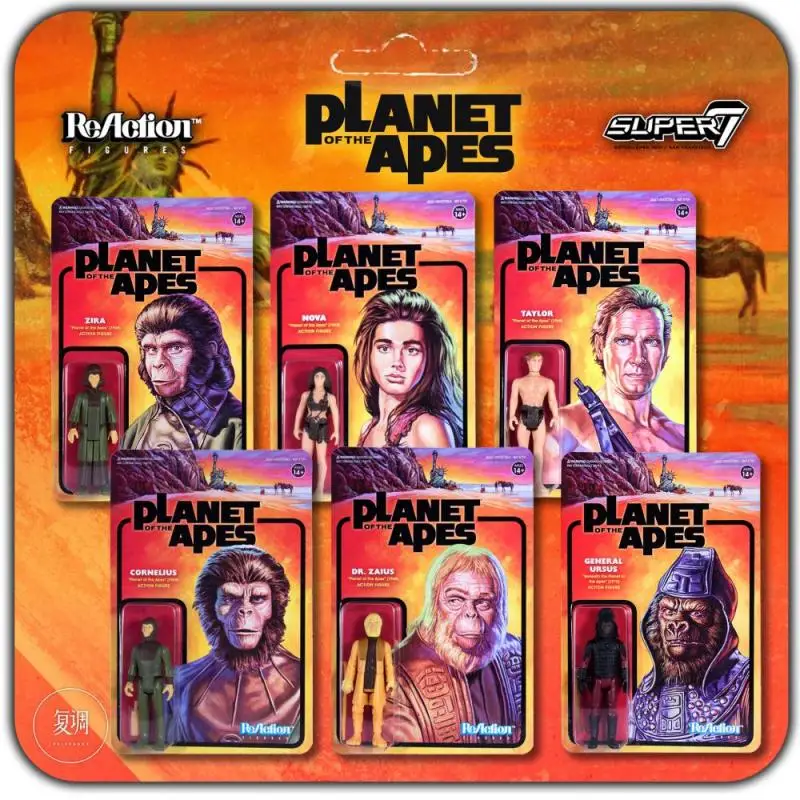 

Super7 Planet of The Apes Cornelius Zira Dr Zaius General Ursus Taylor Nova Hang Card Toy Action Figures Toys for Children Gift