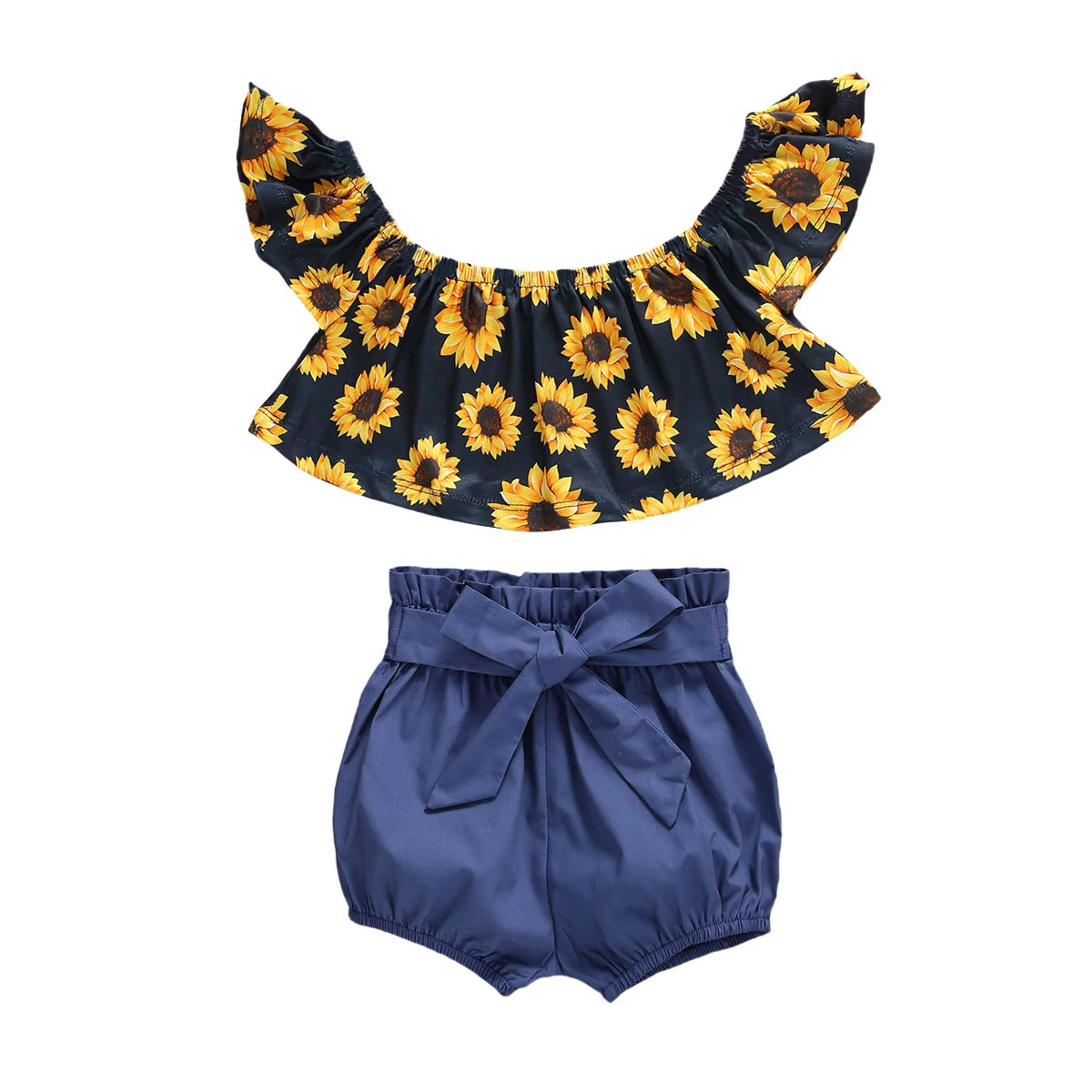 

Женская летняя футболка с открытыми плечами и цветочным принтом + шорты с высокой талией, брюки, одежда из 2 предметов