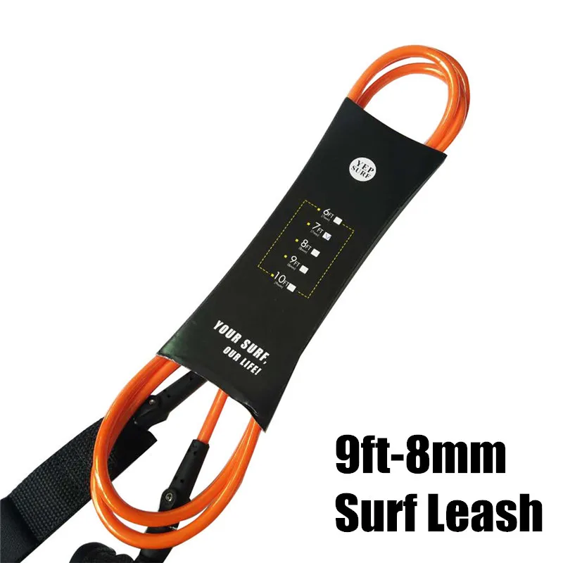 1 шт. Yep. surf прямой поводок 8 футов, 9 футов, 10 футов, 11 футов, 12 футов 8 мм для серфинга цветной поводок для серфинга - Цвет: 9ft-8mm orange