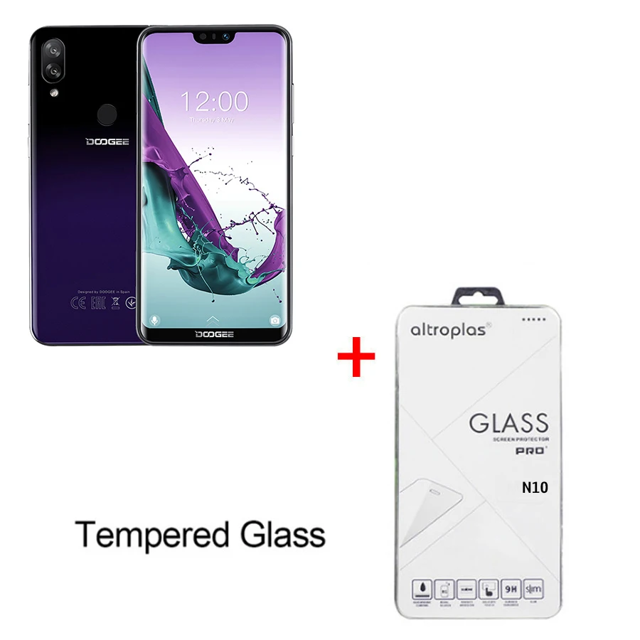 Purple n Film DOOGEE N10 мобильный телефон Octa Core, 3 Гб оперативной памяти, Оперативная память 32GB Встроенная память 5,84 дюймов FHD+ 19:9 Дисплей 16.0MP Фронтальная камера 3360 мАч Android 8,1 4glte - Цвет: Purple n Film