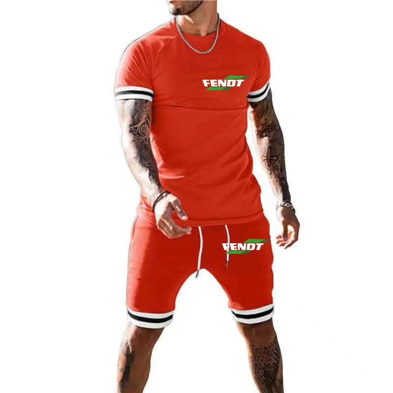 

2021 Summer New Men Casual Shorts Sets Short Sleeve T Shirt +Shorts Solid Male Tracksuit Set Men's Brand Clothing 2 Pieces Sets