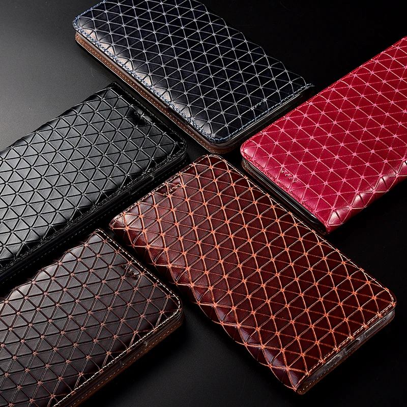 Чехол из натуральной кожи в клетку для Xiaomi Redmi Note 3 3S 3X 4 4A 4X 5 5A 6 6A 7 7A 8 8A 8T K20 K30 10 Pro Plus
