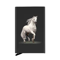 personalized metal credit card holder white horse design creative aluminum travel id case box rfid wallet