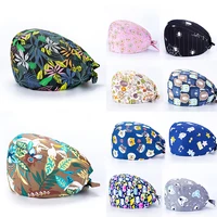 unisex print button cap operation room surgical caps bouffant nurse hats doctor medical tools supplies