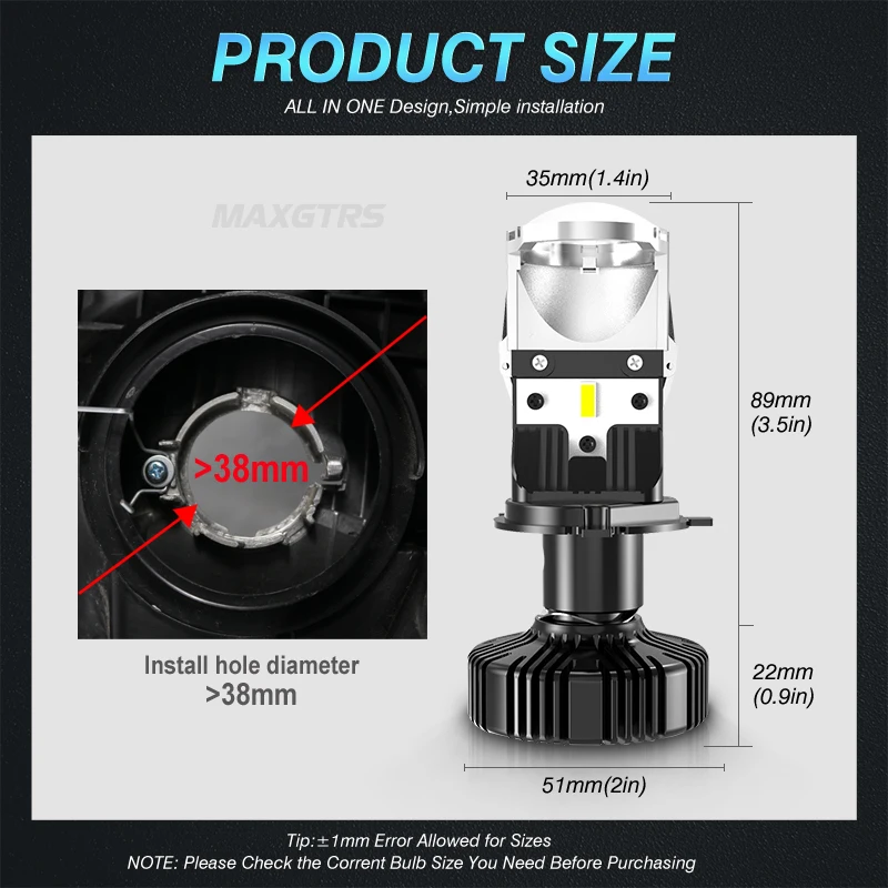 2X H4 9003 Hi/Lo Beam LED Mini Projector Lens Headlight Bulbs Canbus Automobile Lamp RHD LHD 12000LM Focused Motorcycle Light - купить по