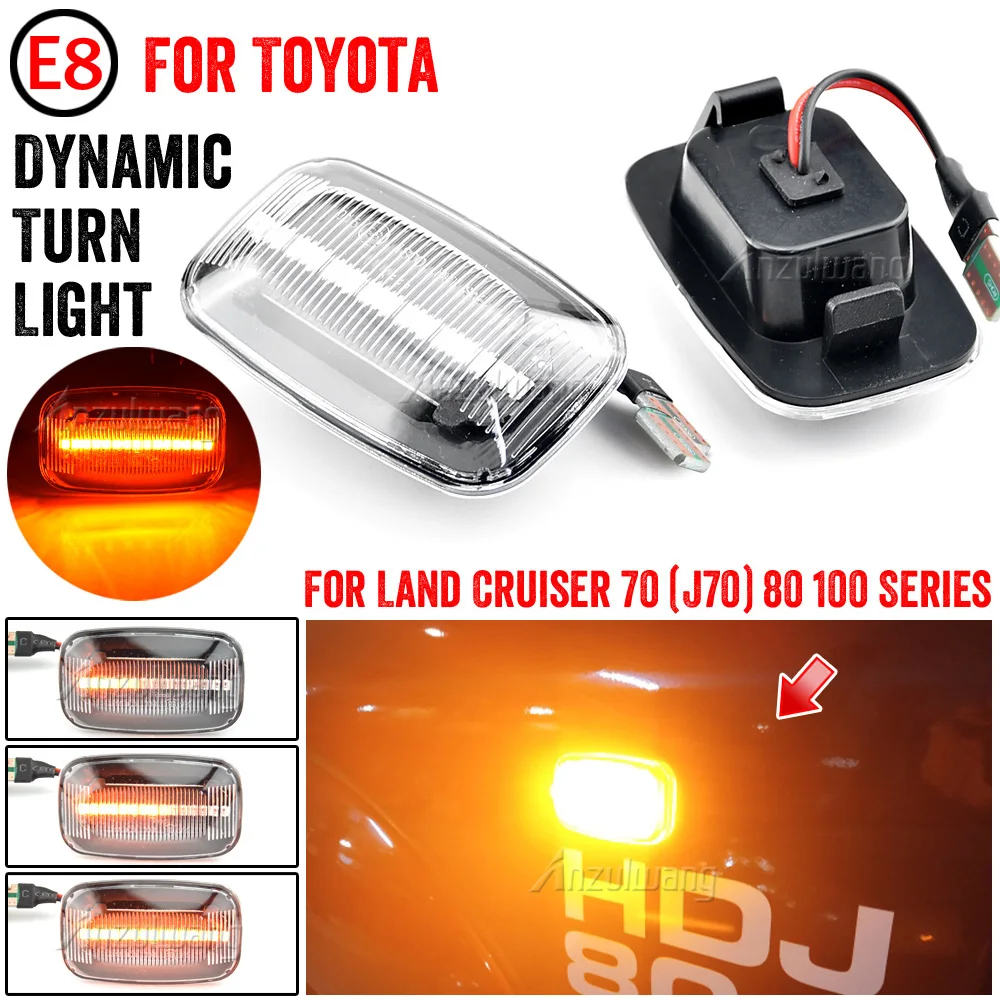 

1Pair For Toyota Landcruiser 70 80 100 Series 12V Flowing Turn Signal Light Side Repeater Dynamic LED Side Marker fender Lights