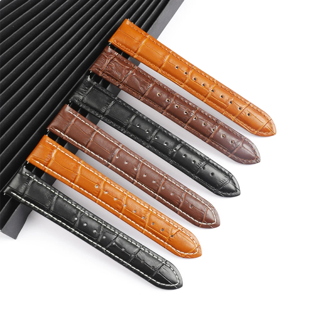 Ремешок из натуральной кожи для наручных часов браслет со стальной пряжкой 20 мм