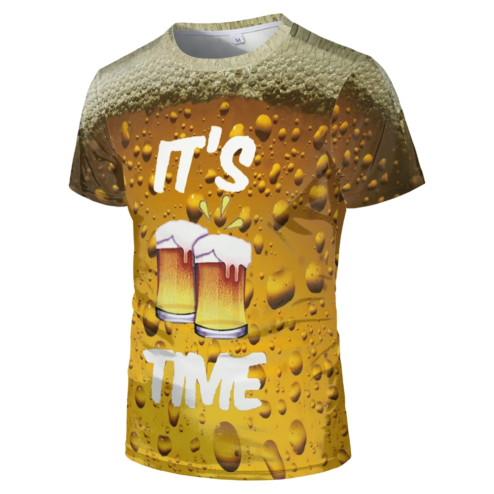 

2020 New O-neck Gothic 3d T Shirt European And American Men Fashion Beer Cola Bubble Digital Printed T-shirt Novelty