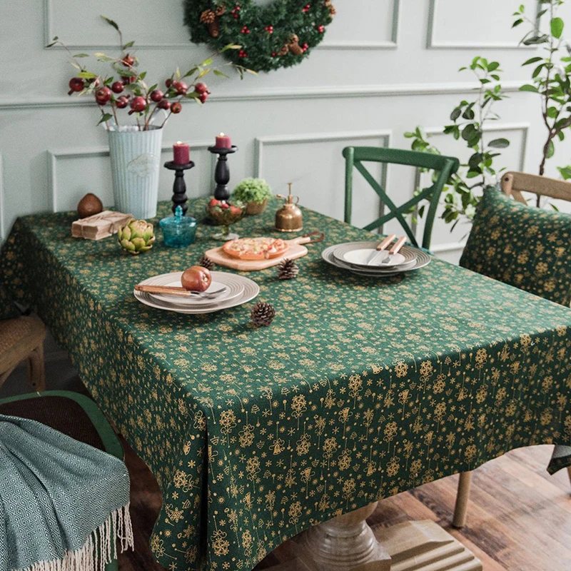 Зеленое золото Рождественская елка Скатерти крышка из хлопка и льна