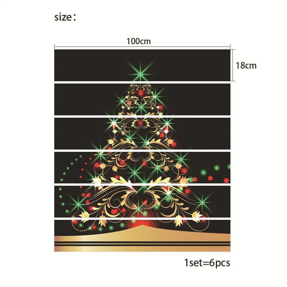 Наклейка на рождественскую елку и лестницу самоклеящаяся Экологичная декорация