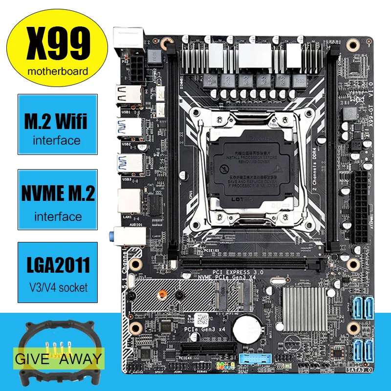 

X99 GT Gaming Motherboard With LGA2011-3 E5 2678 V3 2PCS 16GB 2400MHz =32GB DDR4 Memory USB3.0 NVME M.2 Wifi Slot
