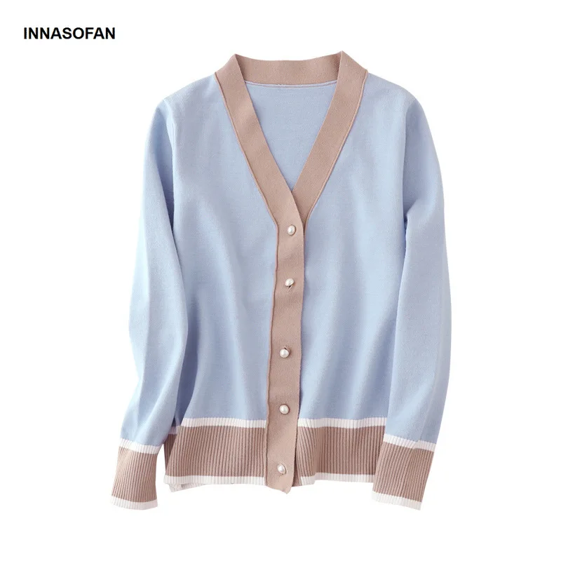 INNASOFAN кардиган женский осенне-зимний вязаный свитер с длинными рукавами