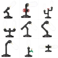 nostalgic retro water glass desk lamp wrought iron tea house the head of a bed leisure qing hall decorated room light